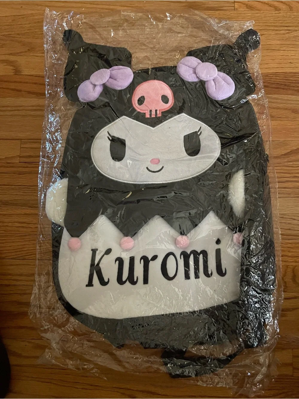 Sanrio Kuromi Black Plush Character Backpack with Pink Accents